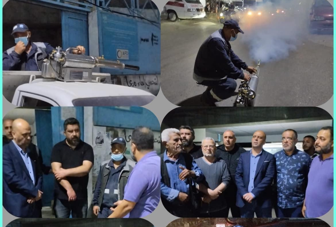 رش مبيدات لمكافحة الحشرات في مخيم البداوي **